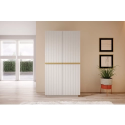 Szafa Nicole 100 cm z półkami - biały mat / złote uchwyty